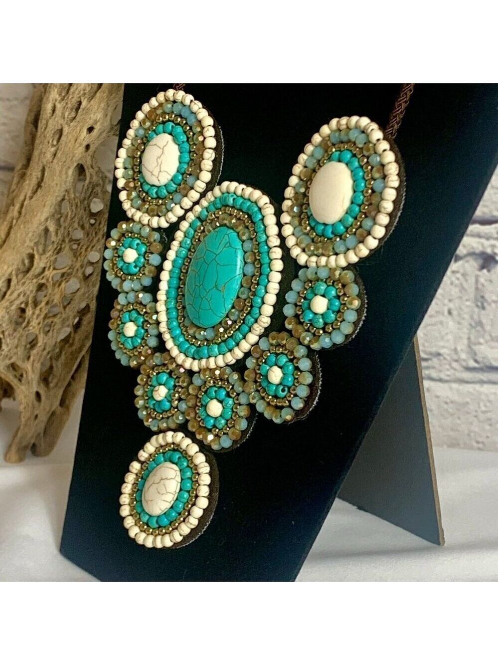 Beaded Bib Collar Necklace Thai Style - Picture 5 of 8